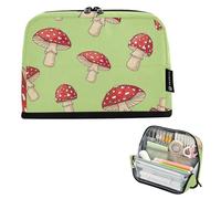 Astuccio per matite con cerniera, astuccio per matite e matite, carino astuccio per ragazze, arte preppy universitaria, forniture scolastiche rosse, funghi beige, verde