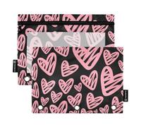 Astuccio per matite con cerniera con finestra trasparente a forma di cuore di pesca, astuccio in plastica grande capacità a 3 fori per riporre studenti scolastici forniture per insegnanti multicolore