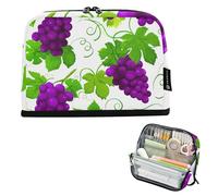 Astuccio per matite con cerniera Grande Astuccio per matite Cluster Uva Viola Foglie Verdi Matite Borse di Immagazzinaggio Carino Penna Sacchetto Ragazze Organizzatore per ufficio Rientro