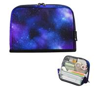 Astuccio per matite con cerniera, grande astuccio per matite per adolescenti, ragazze, penne, ragazzo, floreale, preppy, università, forniture scolastiche, notte stellata, cielo, blu, viola, nebulose