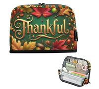 Astuccio per matite con cerniera Grande Thankful Fall Green Pencil Bag Teen Girls Pen Pouch Boy Office Back to School Adulti Forniture per ufficio