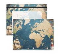 Astuccio per matite con cerniera, per lettere di carta A4, confezione da 2 pezzi, per insegnanti, casa, stile retrò, mappa colorata estuche para lapices