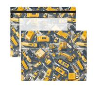 Astuccio per matite con cerniera, per raccoglitori a 3 anelli, confezione da 2 pezzi, per insegnanti, casa, costruzione, edifici alti, rullo da strada