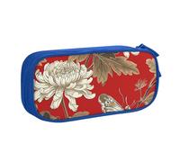Astuccio per matite con crisantemo con farfalle, per ragazzi e ragazze, grande astuccio per penne e penne, organizer per cancelleria, per scuola, ufficio, borsa per il trucco con cerniera, rosa