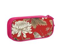 Astuccio per matite con crisantemo con farfalle, per ragazzi e ragazze, grande astuccio per penne e penne, organizer per cancelleria, per scuola, ufficio, borsa per il trucco con cerniera, Blu