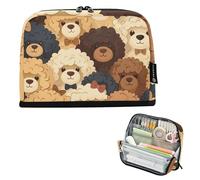 Astuccio per matite con cucciolo di barboncino Kawaii con cani e matite con cerniera, grande astuccio per penne carino per ragazze grande capacità bambini rientro a scuola forniture organizer
