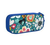 Astuccio per matite con cuore e fiori retrò per ragazzi e ragazze, grande astuccio per penne da scrivania, organizer per cancelleria, astuccio per scuola e ufficio, borsa per il trucco con cerniera