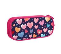 Astuccio per matite con cuore rosso e rosa, per ragazzi e ragazze, romantico, grande, per cancelleria da scrivania, organizer per matite, per scuola, ufficio, borsa per il trucco con cerniera, Blu