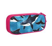 Astuccio per matite con delfino acquerello, per ragazzi e ragazze, grande astuccio per penne da scrivania, cancelleria, organizer per scuola, ufficio, borsa per il trucco con cerniera, Blu