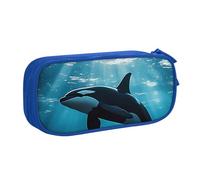 Astuccio per matite con delfino oceano, per ragazzi e ragazze, grande astuccio per penne da scrivania, cancelleria, astuccio per scuola, ufficio, borsa per il trucco con cerniera, rosa, 21x5x10.5cm
