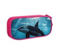 Astuccio per matite con delfino oceano, per ragazzi e ragazze, grande astuccio per penne da scrivania, cancelleria, astuccio per scuola, ufficio, borsa per il trucco con cerniera, Blu, 21x5x10.5cm