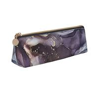 Astuccio per matite con disegno di pittura dorata in marmo colorato Astuccio per cosmetici Astuccio per penne Triangolo in pelle Borsa portaoggetti Organizer per cancelleria con cerniera per ufficio