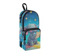 Astuccio per matite con elefante e cielo stellato, grande capacità, con scomparto per studenti, a forma di zaino, organizer per cancelleria, per scuola, ufficio, lavoro, Elephant Read Book Starry Sky,