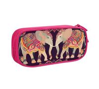 Astuccio per matite con elefante etnico, per ragazzi e ragazze, con mandala, vintage, grande, per cancelleria, per scuola, ufficio, borsa per il trucco con cerniera, Blu, 21x5x10.5cm, Astuccio per