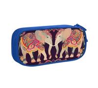 Astuccio per matite con elefante etnico, per ragazzi e ragazze, con mandala, vintage, grande, per cancelleria, per scuola, ufficio, borsa per il trucco con cerniera, rosa, 21x5x10.5cm, Astuccio per