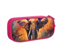 Astuccio per matite con elefante, per ragazzi e ragazze, stile etnico indiano, grande, per cancelleria, per scuola, ufficio, borsa per il trucco con cerniera, Blu, 21x5x10.5cm, Astuccio per trucchi