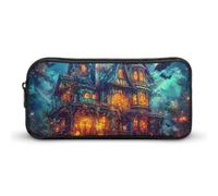Astuccio per matite con fantasma, castelli, zucca, pipistrelli, luna, grazioso astuccio portapenne, astuccio per cosmetici, organizer per viaggi, ufficio