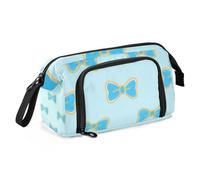Astuccio per matite con fiocco blu, grande capacità, astuccio per artisti, con manico, per adolescenti, ragazzi, scuola, must have