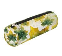 Astuccio per matite con foglia d'acero verde con fiocco verde acquerello, per ragazze, ragazzi, adolescenti, donne, borsa per pennelli da trucco
