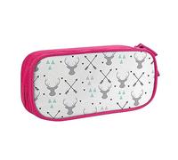 Astuccio per matite con frecce e triangoli di caccia, con cerniera, blu di grande capacità, per scuola, ufficio e viaggi, rosa, Taglia unica, Organizer per borse