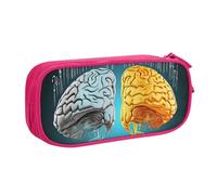 Astuccio per matite con funzione cervello sinistro e destro, astuccio liscio con cerniera, astuccio portatile, grande borsa per cancelleria scolastica, borsa per il trucco, rosa, Taglia unica, Beauty