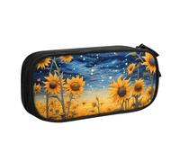 Astuccio per matite con girasole e cielo stellato per ragazzi e ragazze Galaxy Universe grande borsa per penne da scrivania cancelleria organizer astuccio per scuola ufficio borsa per il trucco con