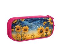 Astuccio per matite con girasole e cielo stellato per ragazzi e ragazze Galaxy Universe grande borsa per penne da scrivania cancelleria organizer astuccio per scuola ufficio borsa per il trucco con