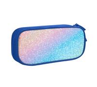 Astuccio per matite con glitter arcobaleno per ragazzi e ragazze, grande astuccio per penne da scrivania, cancelleria, astuccio per scuola, ufficio, borsa per il trucco con cerniera, rosa, 21x5x10.5cm