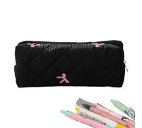 Astuccio per matite con grande capacità, con papillon, astuccio per matite per studenti, righello Eraser Marker School Stationery Container Organizzatore cosmetico per donne, ragazze e ragazze, Nero ,