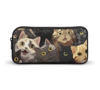 Astuccio per matite con molti gatti miao, ad alta capacità, divertente organizer per penne e matite