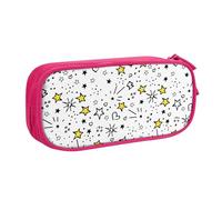 Astuccio per matite con motivo a cuore e stella, per ragazzi e ragazze, grande astuccio per penne da scrivania, cancelleria, organizer per scuola, ufficio, borsa per il trucco con cerniera, Blu