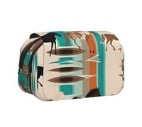 Astuccio per matite con motivo a righe di cavallo, astuccio per matite con scomparti multipli, grande capacità, borsa per il trucco portatile per uomini e donne