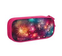 Astuccio per matite con motivo fuochi d'artificio per ragazzi e ragazze, grande, per penne, cancelleria da scrivania, organizer per matite per scuola e ufficio, borsa per il trucco con cerniera, Blu