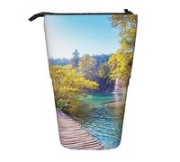 Astuccio per matite con paesaggi che scorrono a cascata Astuccio per matite stampato in piedi Astuccio portamatite telescopico Astuccio per cancelleria carino Organizer per ufficio con chiusura a cern