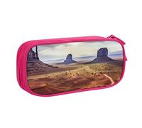 Astuccio per matite con paesaggio della valle monumentale, astuccio liscio con cerniera, astuccio portatile, grande borsa per cancelleria scolastica, borsa per trucchi, rosa, Taglia unica, Beauty Case