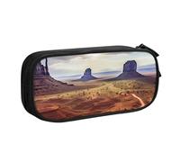 Astuccio per matite con paesaggio della valle monumentale, astuccio liscio con cerniera, astuccio portatile, grande borsa per cancelleria scolastica, borsa per trucchi, Nero , Taglia unica, Beauty