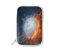 Astuccio per matite con palla da pallavolo nel fuoco e nell'acqua, astuccio per matite da pallavolo, sport, con cerniera, astuccio da viaggio, organizer per cosmetici, per scuola, ragazze e ragazzi,