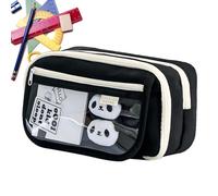 Astuccio per matite con panda, grazioso astuccio per matite con panda in stile cartone animato, grande capacità, per ragazze e ragazzi, organizer portatile con cerniera con scomparti per matite,