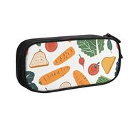 Astuccio per matite con pane vegetale, per ragazzi e ragazze, grande astuccio per penne da scrivania, cancelleria, organizer per scuola, ufficio, borsa per il trucco con cerniera, Nero , 21x5x10.5cm