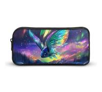 Astuccio per matite con pesci volanti e luci del nord, grazioso astuccio per penne e cosmetici, organizer per viaggi e ufficio