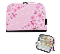 Astuccio per matite con petali di fiori di ciliegio rosa con cerniera astuccio grande astuccio per matite per ragazzi ragazze adolescenti ragazze Kawaii ritorno a scuola adulti forniture per ufficio