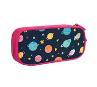 Astuccio per matite con pianeta colorato e stella spaziale, per ragazzi e ragazze, grande, per cancelleria, per scuola, ufficio, borsa per il trucco con cerniera, Blu, 21x5x10.5cm, Astuccio per