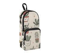Astuccio per matite con piante in vaso, grande capacità, con scomparto per studenti, a forma di zainetto, organizer per cancelleria, astuccio per matite e pennarelli, per scuola, ufficio, lavoro,