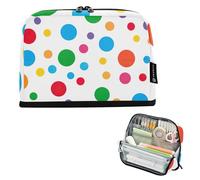 Astuccio per matite con pois colorati verde blu arancione astuccio con cerniera astuccio per matite per ragazze aula portapenne ufficio bambini rientro a scuola forniture organizer
