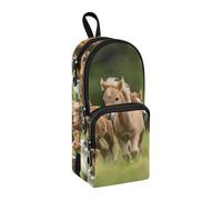 Astuccio per matite con pony che corrono con puledro, grande capacità, con scomparto per studenti, a forma di zainetto, organizer per cancelleria e pennarelli, per scuola, ufficio, lavoro, Pony in