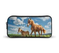 Astuccio per matite con puledro di cavallo, grande capacità, astuccio per cancelleria, organizer per trucchi