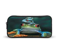 Astuccio per matite con rana dagli occhi rossi Astuccio per penne carino Borsa per cosmetici Organizer per scatola di pecil per ufficio di viaggio