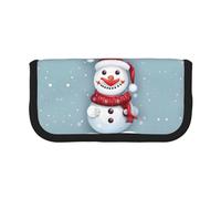 Astuccio per matite con scritta "Merry Christmas", grazioso pupazzo di neve, astuccio per matite estetico, portapenne da ufficio, Nero , Taglia unica, Organizer per borse