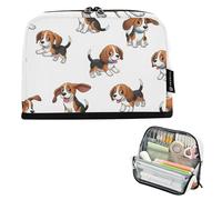 Astuccio per matite con simpatico cartone animato Beagle Dogs astuccio bianco con cerniera astuccio carino portapenne per ragazze stampe adulti bambini organizzatore per il rientro a scuola