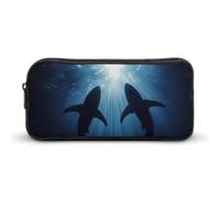 Astuccio per matite con squalo nel mare, grande capacità, astuccio per cancelleria, organizer per trucchi